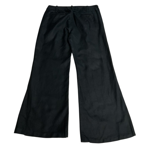 Banana Republic Linen Blend Flared Solid Casual Trendy Trouser Pants Black Sz 6 - Picture 4 of 6